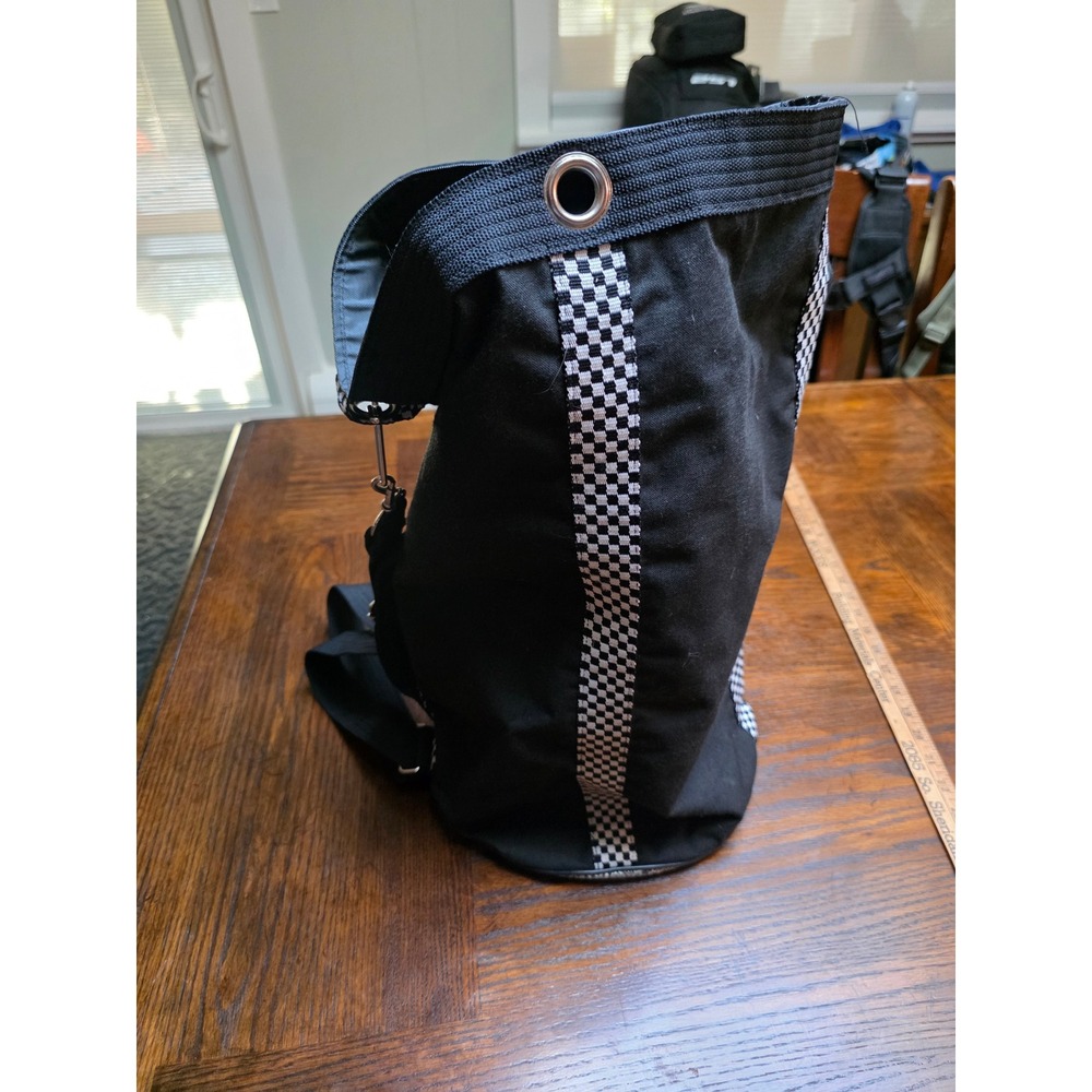Vintage Swatch Canvas Duffel Bag Black Checkered Clock Face Retro 80s Gear Bag - Picture 3 of 16